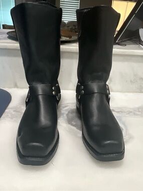 Double H Black Leather Harness Boots for Men
